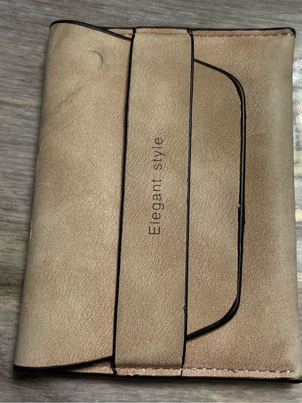Elegant Style Beige Foldover Wallet